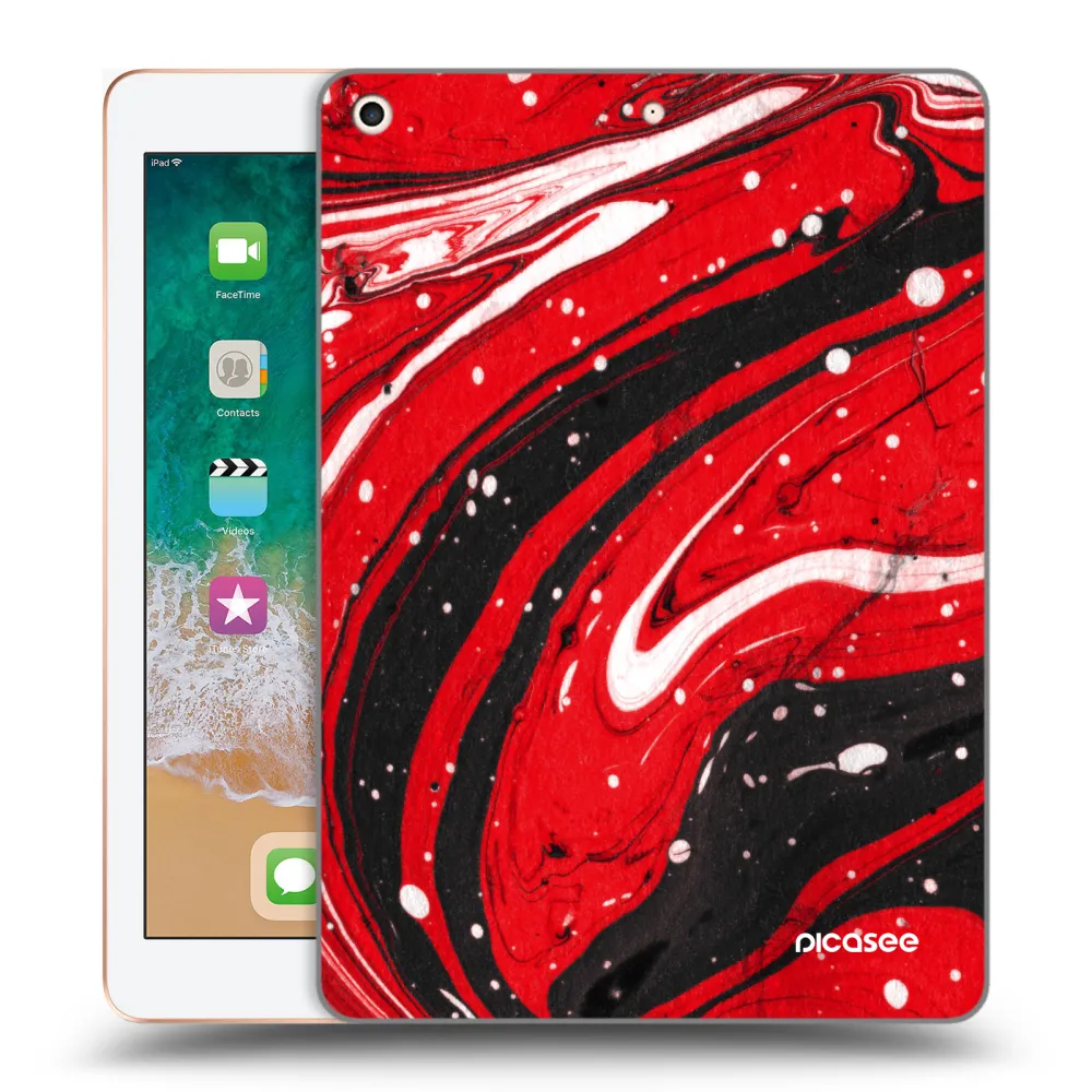 Picasee silikonový průhledný obal pro Apple iPad 9.7" 2018 (6. gen) - Red black