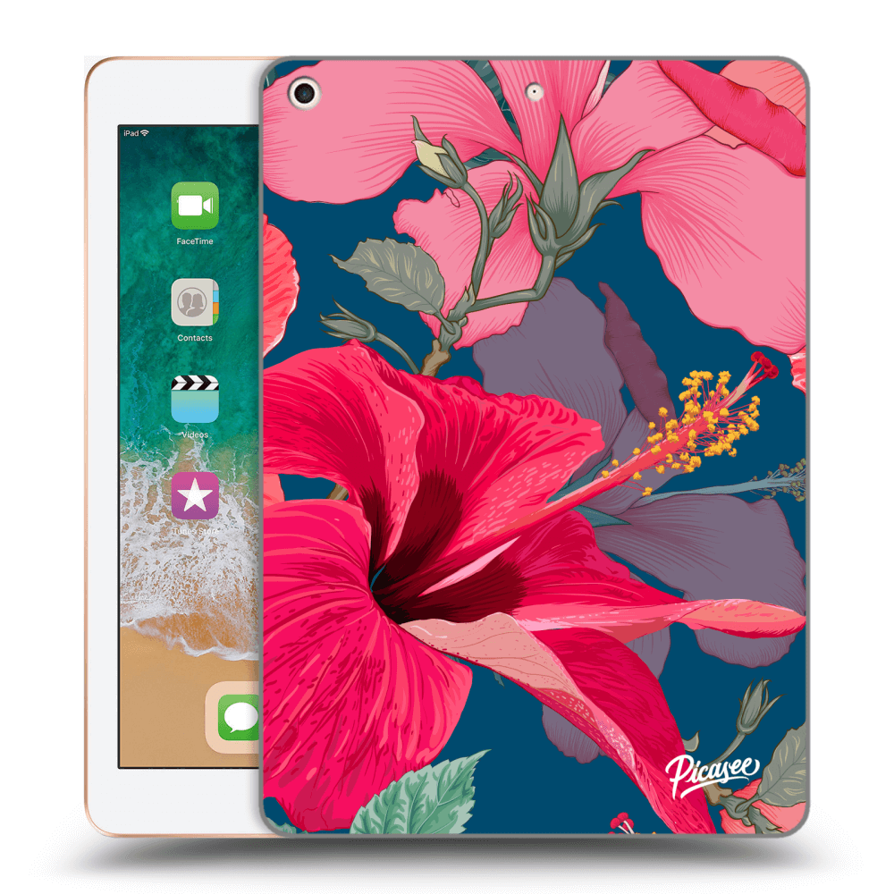Picasee silikonový černý obal pro Apple iPad 9.7" 2018 (6. gen) - Hibiscus