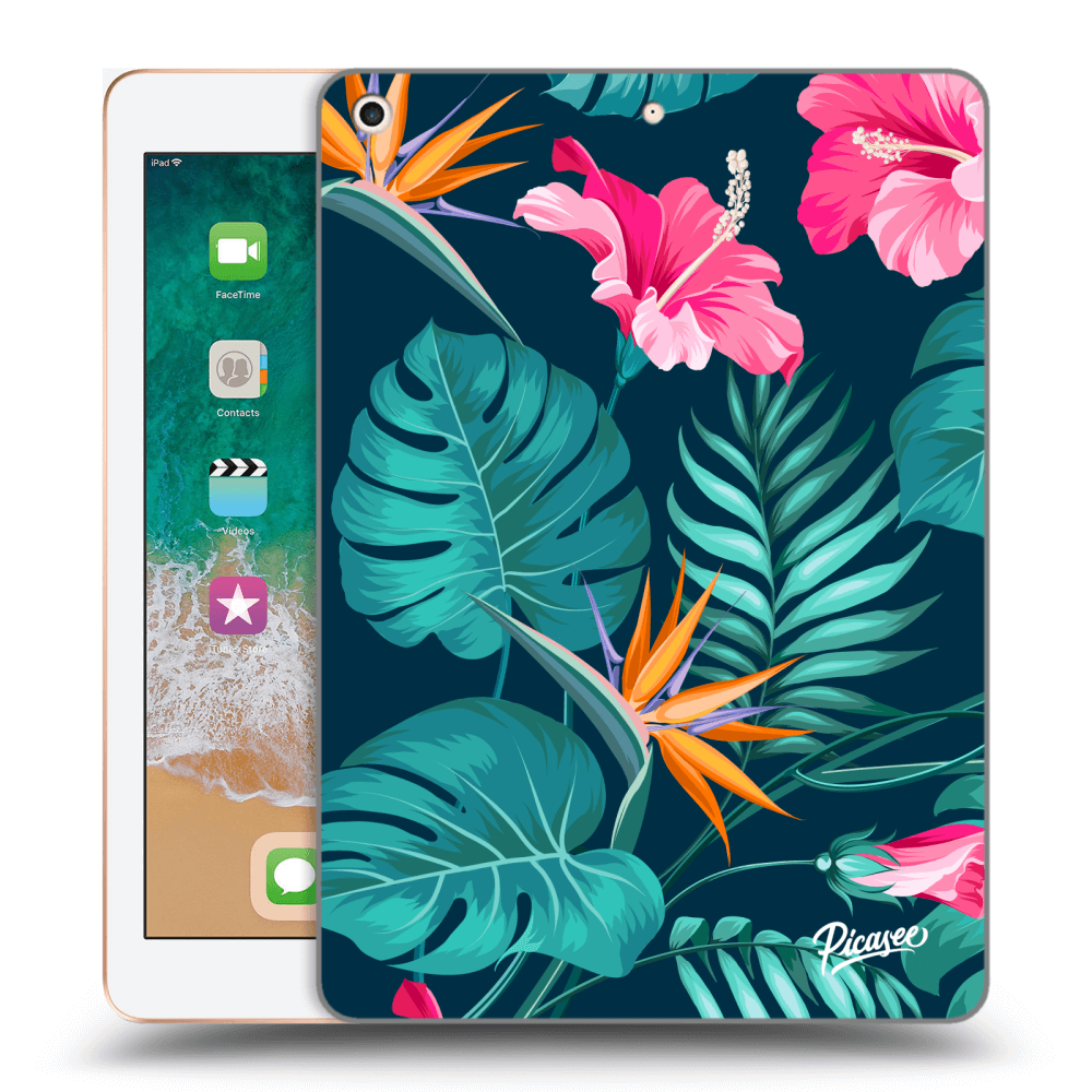 Picasee silikonový průhledný obal pro Apple iPad 9.7" 2018 (6. gen) - Pink Monstera