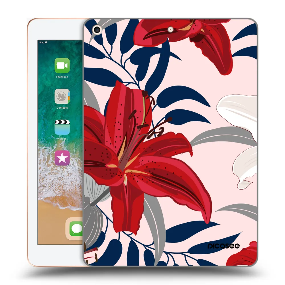 Picasee silikonový průhledný obal pro Apple iPad 9.7" 2018 (6. gen) - Red Lily