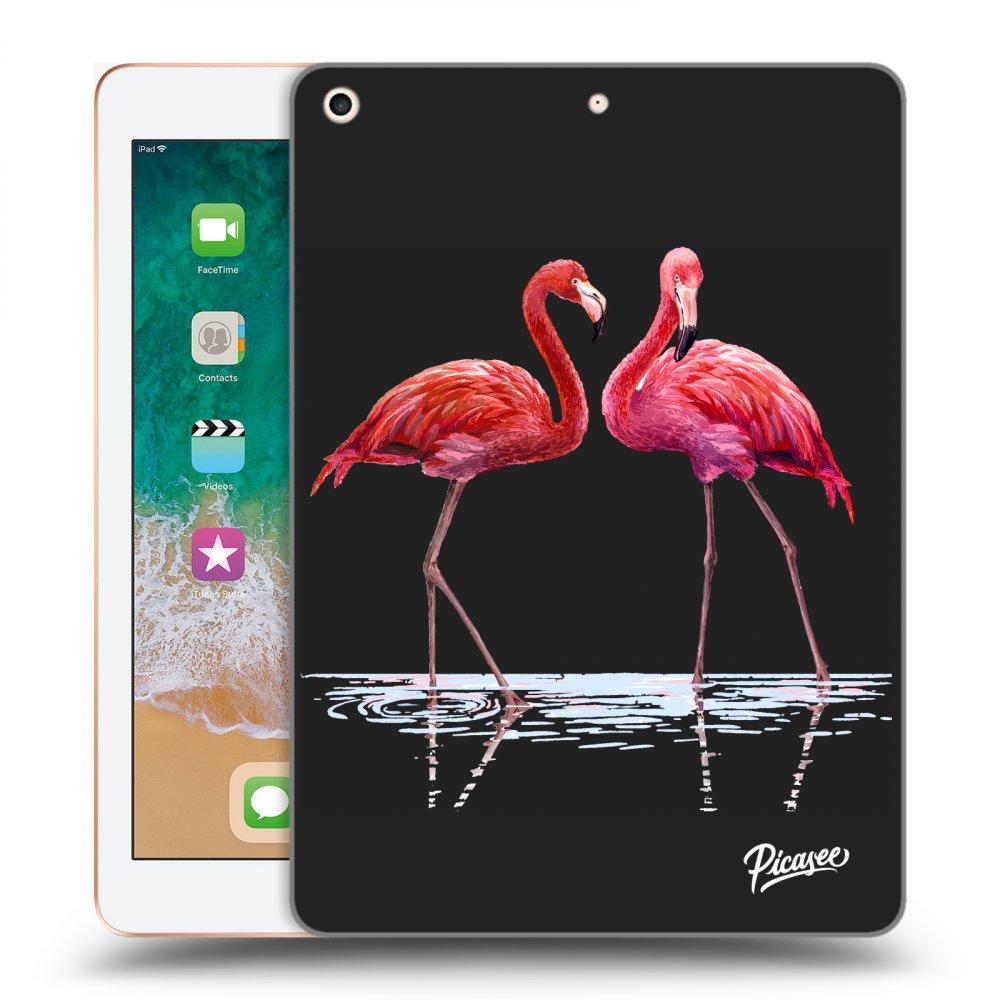 Picasee silikonový černý obal pro Apple iPad 9.7" 2018 (6. gen) - Flamingos couple