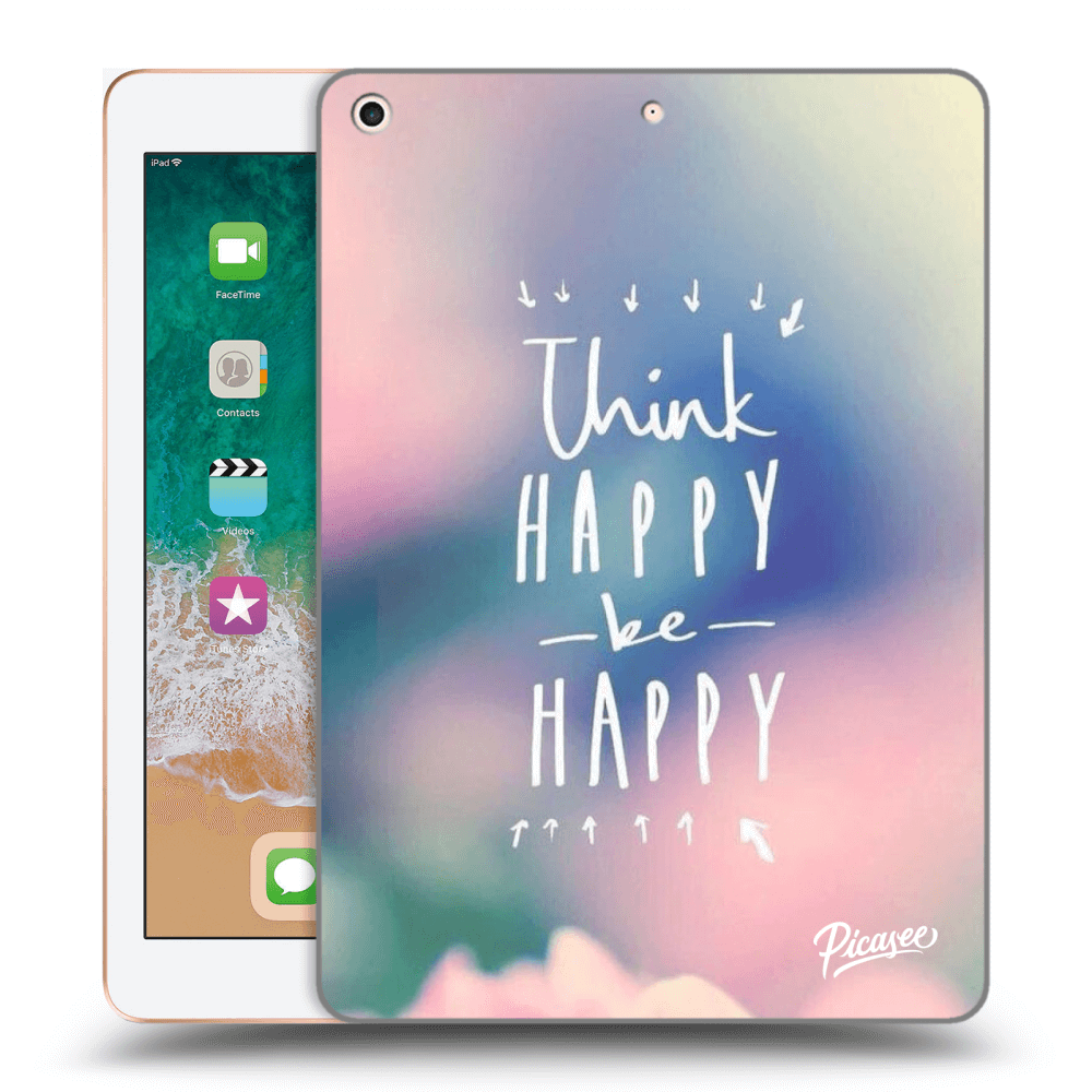 Picasee silikonový černý obal pro Apple iPad 9.7" 2018 (6. gen) - Think happy be happy