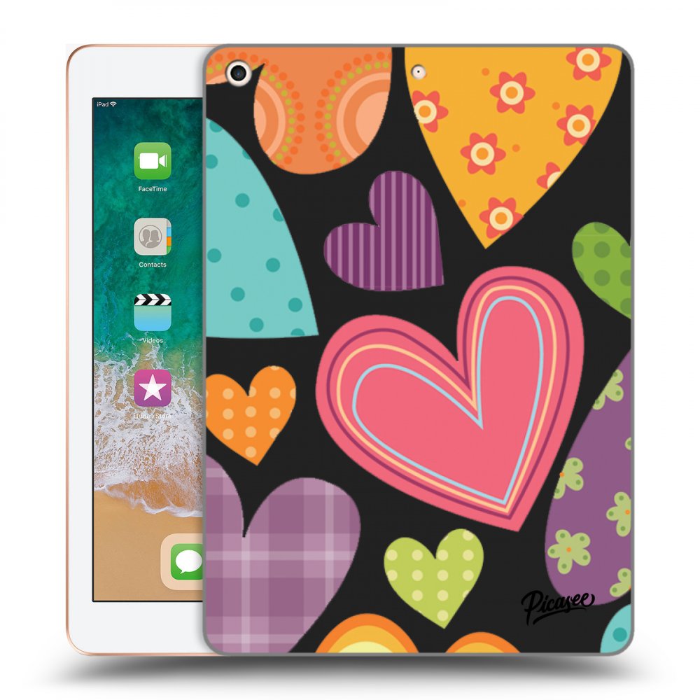Picasee silikonový černý obal pro Apple iPad 9.7" 2018 (6. gen) - Colored heart