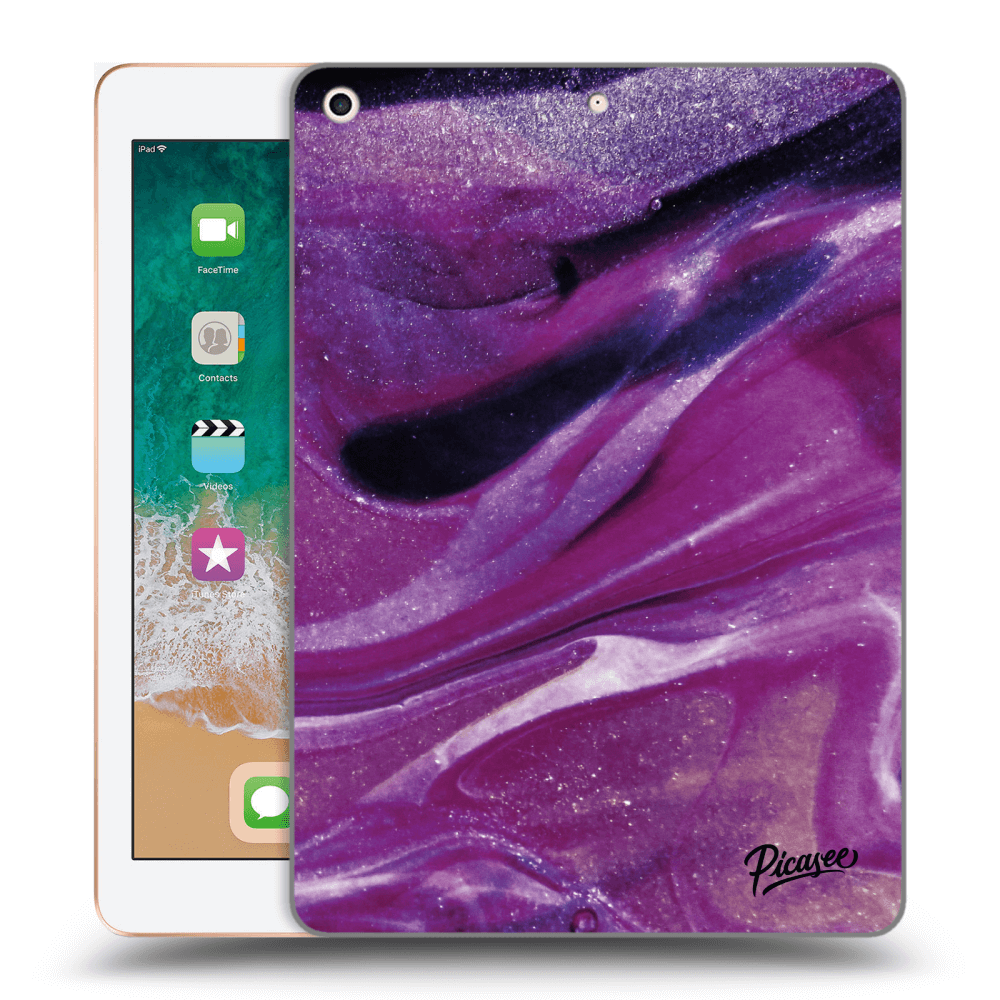 Picasee silikonový černý obal pro Apple iPad 9.7" 2018 (6. gen) - Purple glitter