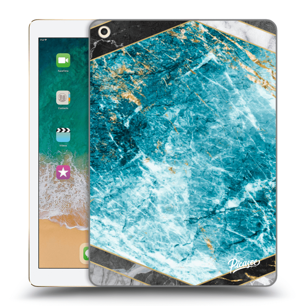Picasee silikonový černý obal pro Apple iPad 9.7" 2017 (5. gen) - Blue geometry