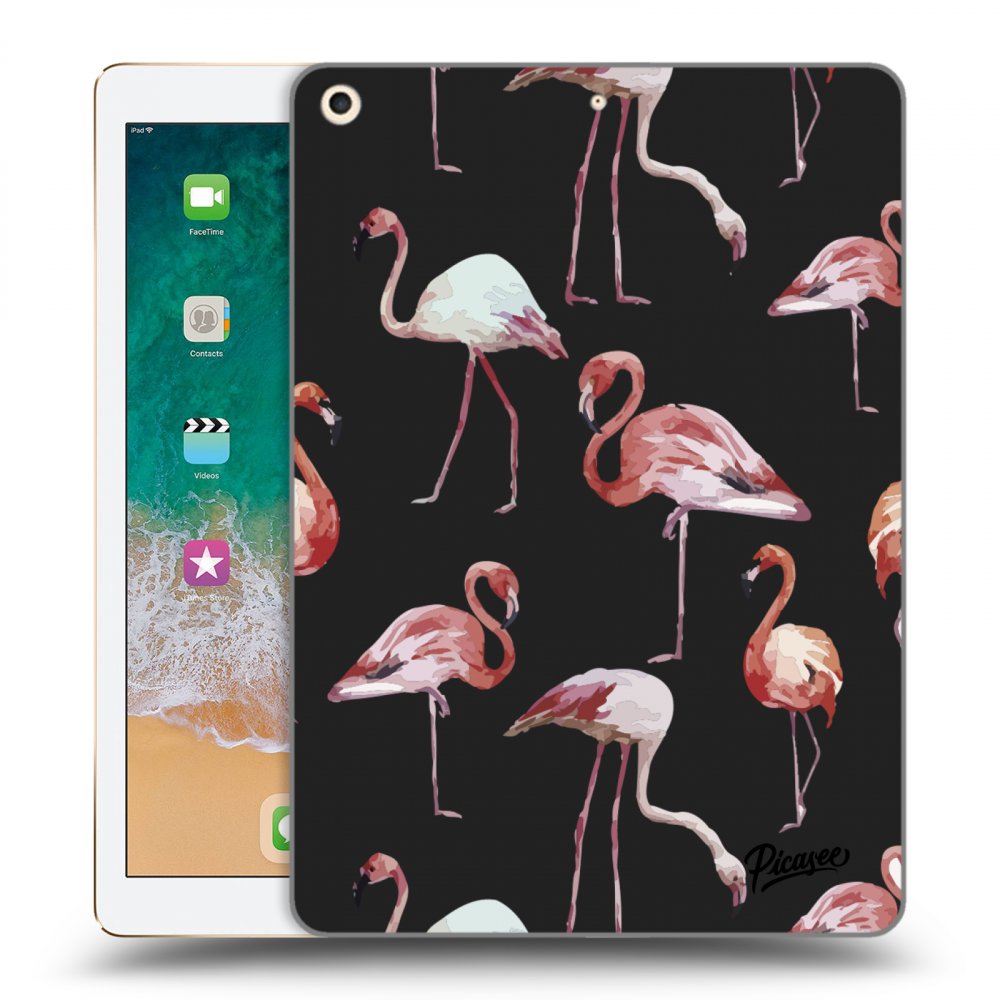 Picasee silikonový černý obal pro Apple iPad 9.7" 2017 (5. gen) - Flamingos