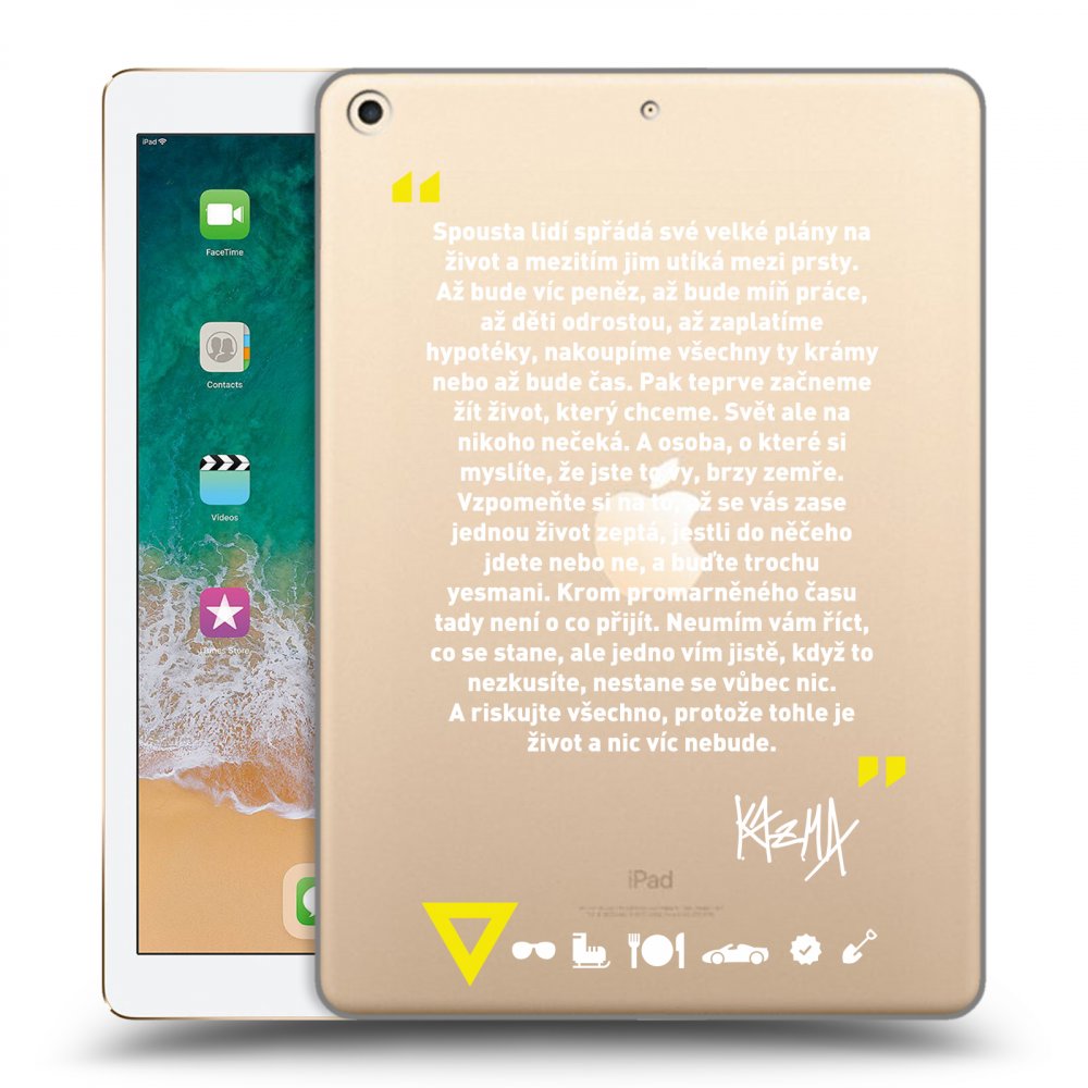 Picasee silikonový průhledný obal pro Apple iPad 9.7" 2017 (5. gen) - Kazma - BUĎTE TROCHU YESMANI