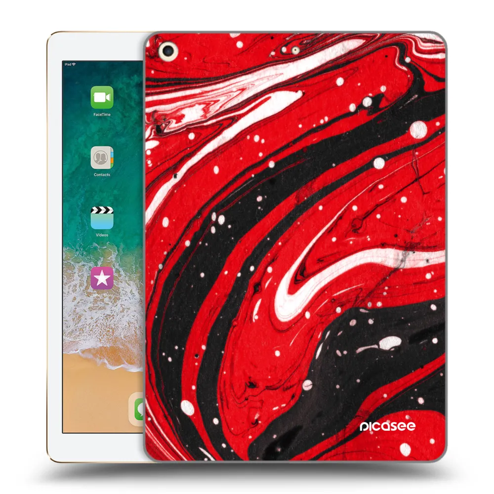 Picasee silikonový průhledný obal pro Apple iPad 9.7" 2017 (5. gen) - Red black