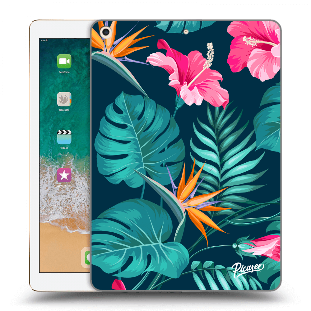 Picasee silikonový průhledný obal pro Apple iPad 9.7" 2017 (5. gen) - Pink Monstera