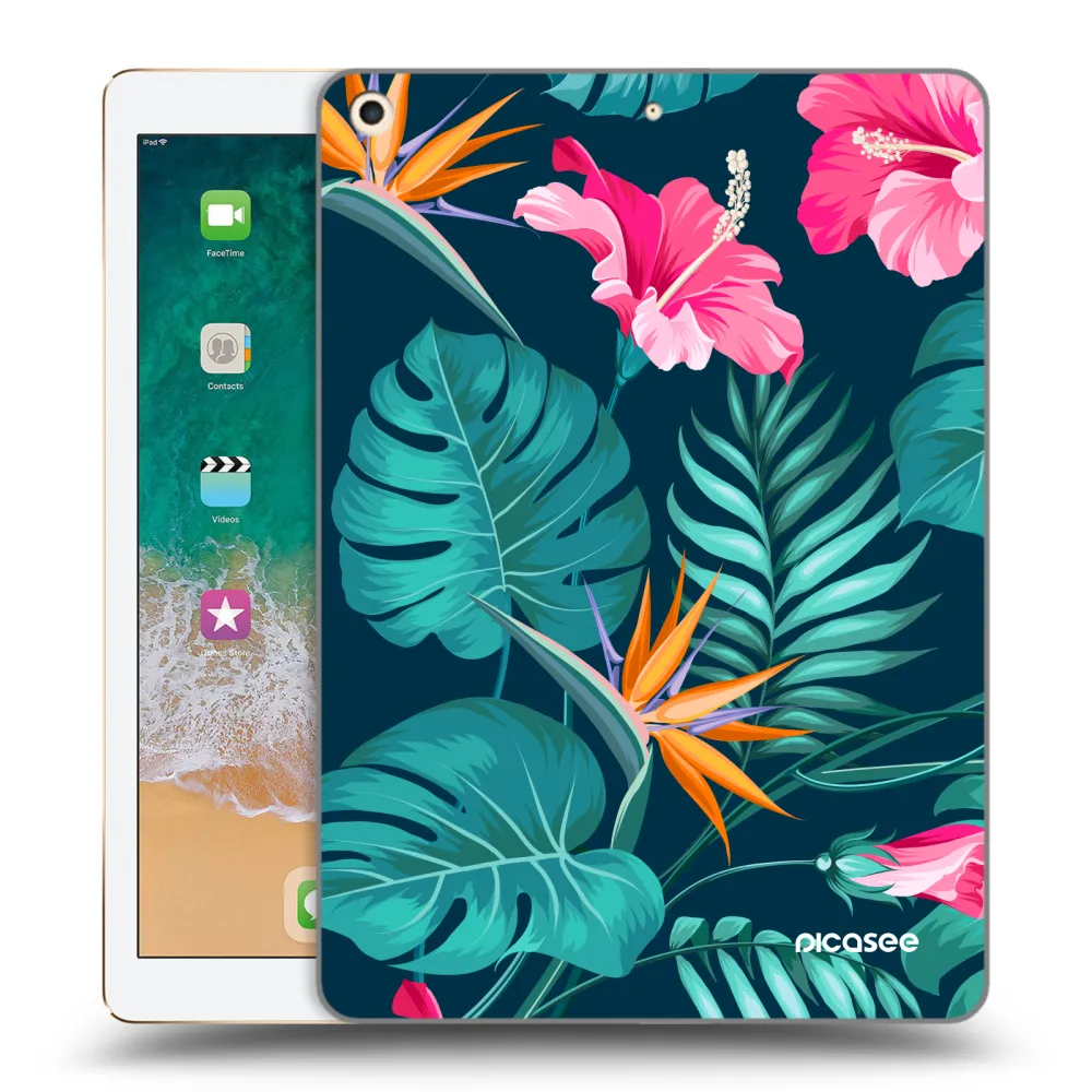 Picasee silikonový průhledný obal pro Apple iPad 9.7" 2017 (5. gen) - Pink Monstera