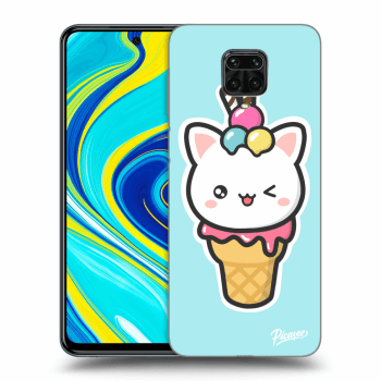 Picasee silikonový průhledný obal pro Xiaomi Redmi Note 9 Pro - Ice Cream Cat