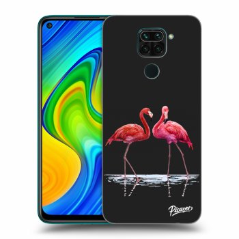 Picasee silikonový černý obal pro Xiaomi Redmi Note 9 - Flamingos couple