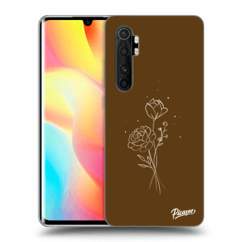 Picasee silikonový průhledný obal pro Xiaomi Mi Note 10 Lite - Brown flowers