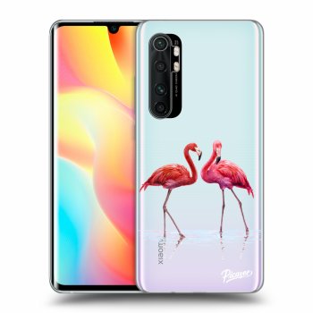 Picasee silikonový průhledný obal pro Xiaomi Mi Note 10 Lite - Flamingos couple