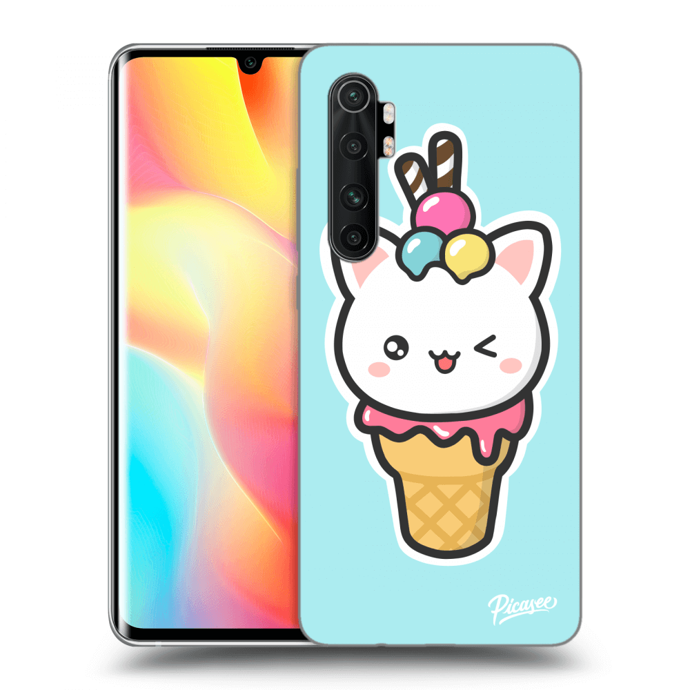 Picasee silikonový průhledný obal pro Xiaomi Mi Note 10 Lite - Ice Cream Cat