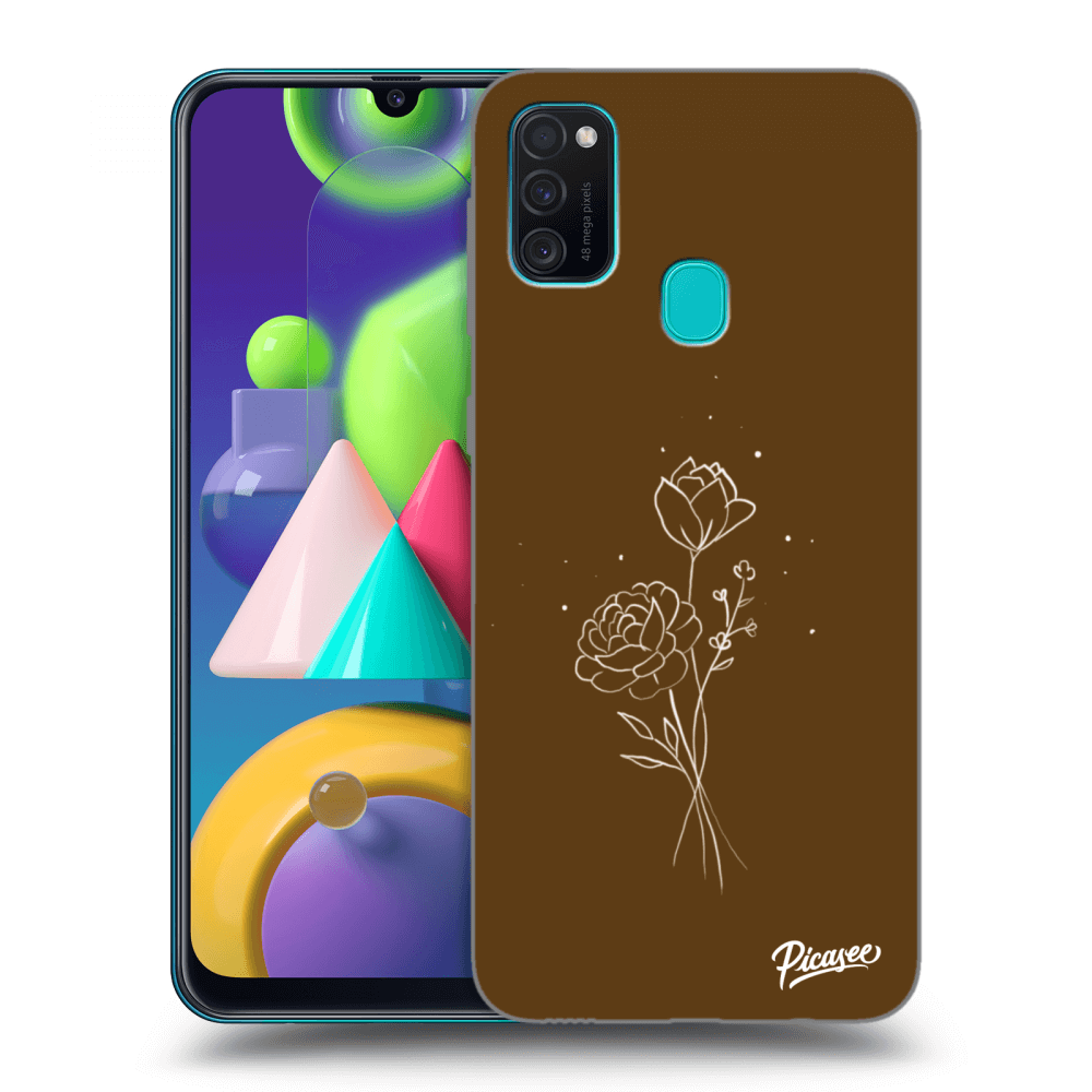 Picasee silikonový černý obal pro Samsung Galaxy M21 M215F - Brown flowers