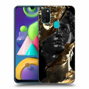 Picasee silikonový černý obal pro Samsung Galaxy M21 M215F - Gold - Black
