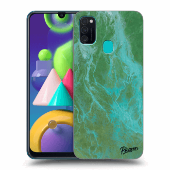 Picasee silikonový černý obal pro Samsung Galaxy M21 M215F - Green marble