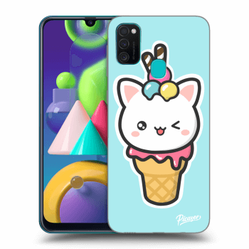 Picasee silikonový černý obal pro Samsung Galaxy M21 M215F - Ice Cream Cat