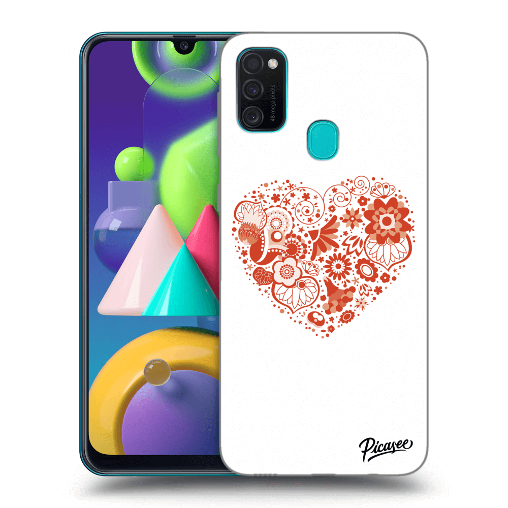 Picasee silikonový černý obal pro Samsung Galaxy M21 M215F - Big heart
