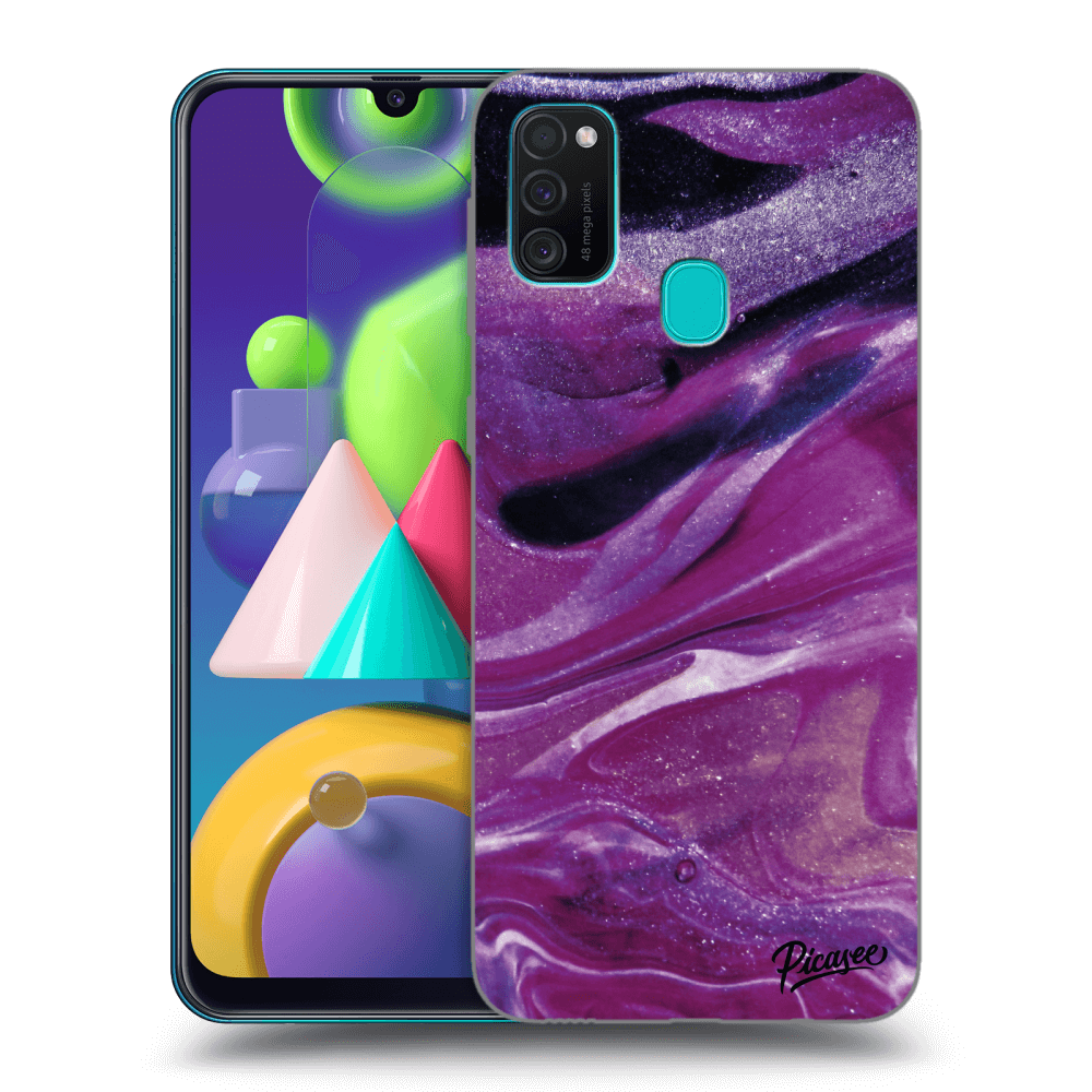 Picasee silikonový černý obal pro Samsung Galaxy M21 M215F - Purple glitter