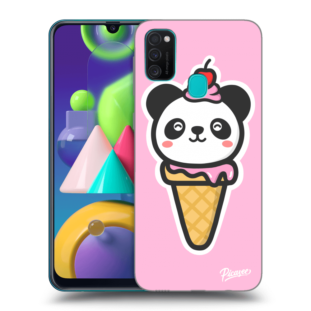 Picasee silikonový černý obal pro Samsung Galaxy M21 M215F - Ice Cream Panda