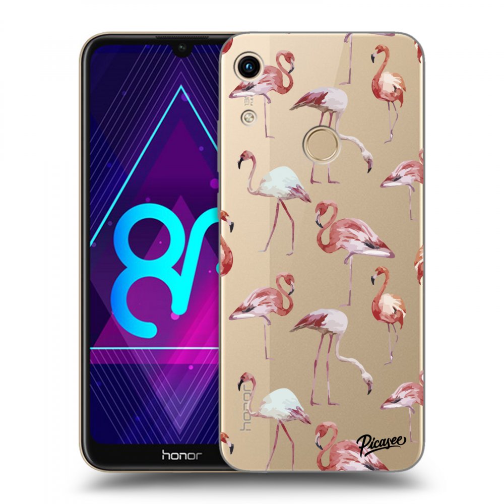 Picasee silikonový průhledný obal pro Honor 8A - Flamingos
