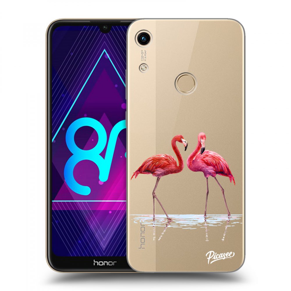 Picasee silikonový průhledný obal pro Honor 8A - Flamingos couple