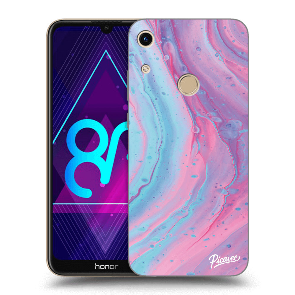 Picasee silikonový průhledný obal pro Honor 8A - Pink liquid