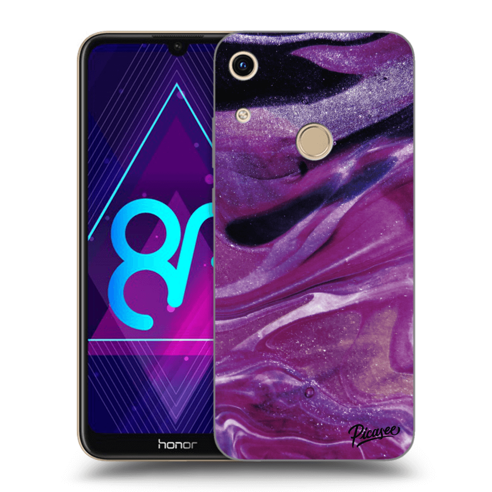 Picasee silikonový průhledný obal pro Honor 8A - Purple glitter