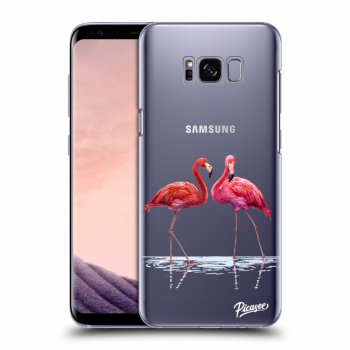 Picasee silikonový průhledný obal pro Samsung Galaxy S8 G950F - Flamingos couple