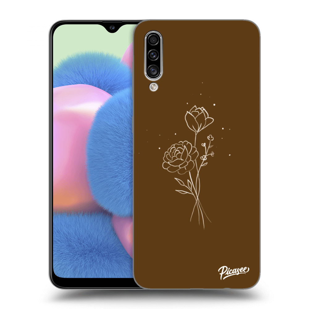 Picasee silikonový průhledný obal pro Samsung Galaxy A30s A307F - Brown flowers