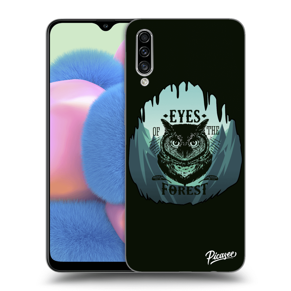 Picasee silikonový černý obal pro Samsung Galaxy A30s A307F - Forest owl