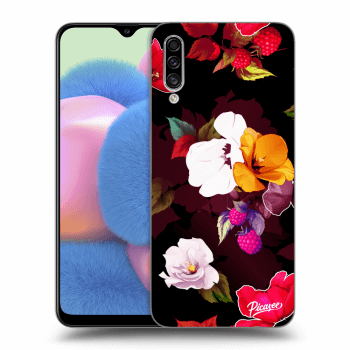Picasee silikonový černý obal pro Samsung Galaxy A30s A307F - Flowers and Berries