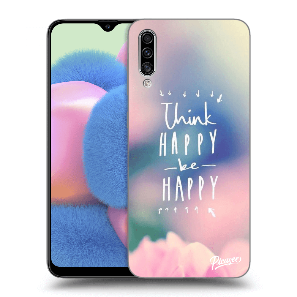 Picasee silikonový průhledný obal pro Samsung Galaxy A30s A307F - Think happy be happy