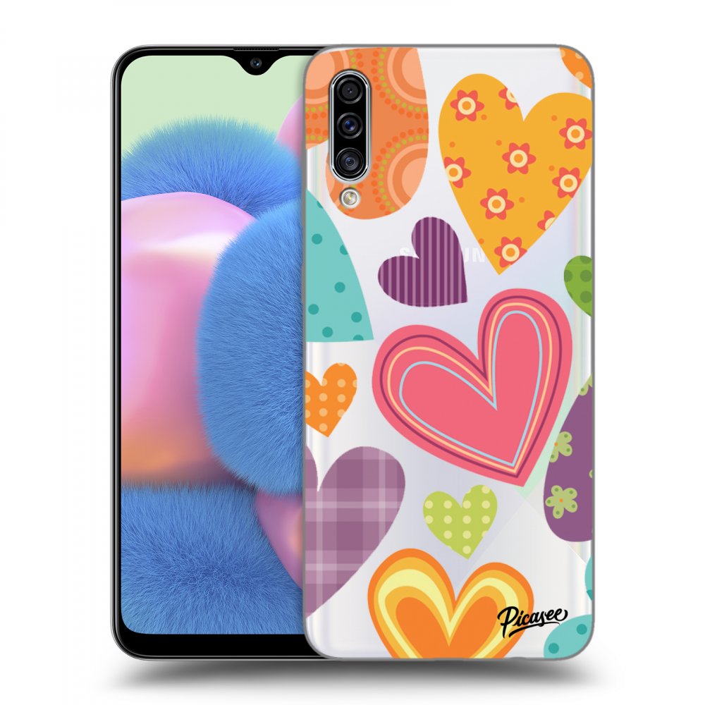 Picasee silikonový průhledný obal pro Samsung Galaxy A30s A307F - Colored heart