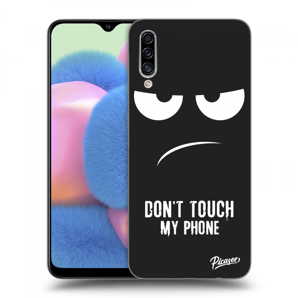 Picasee silikonový černý obal pro Samsung Galaxy A30s A307F - Don't Touch My Phone