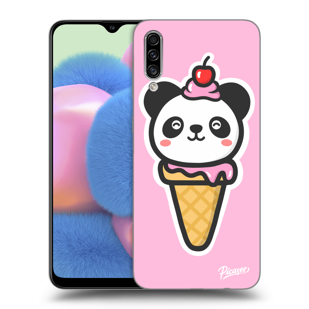 Picasee silikonový černý obal pro Samsung Galaxy A30s A307F - Ice Cream Panda