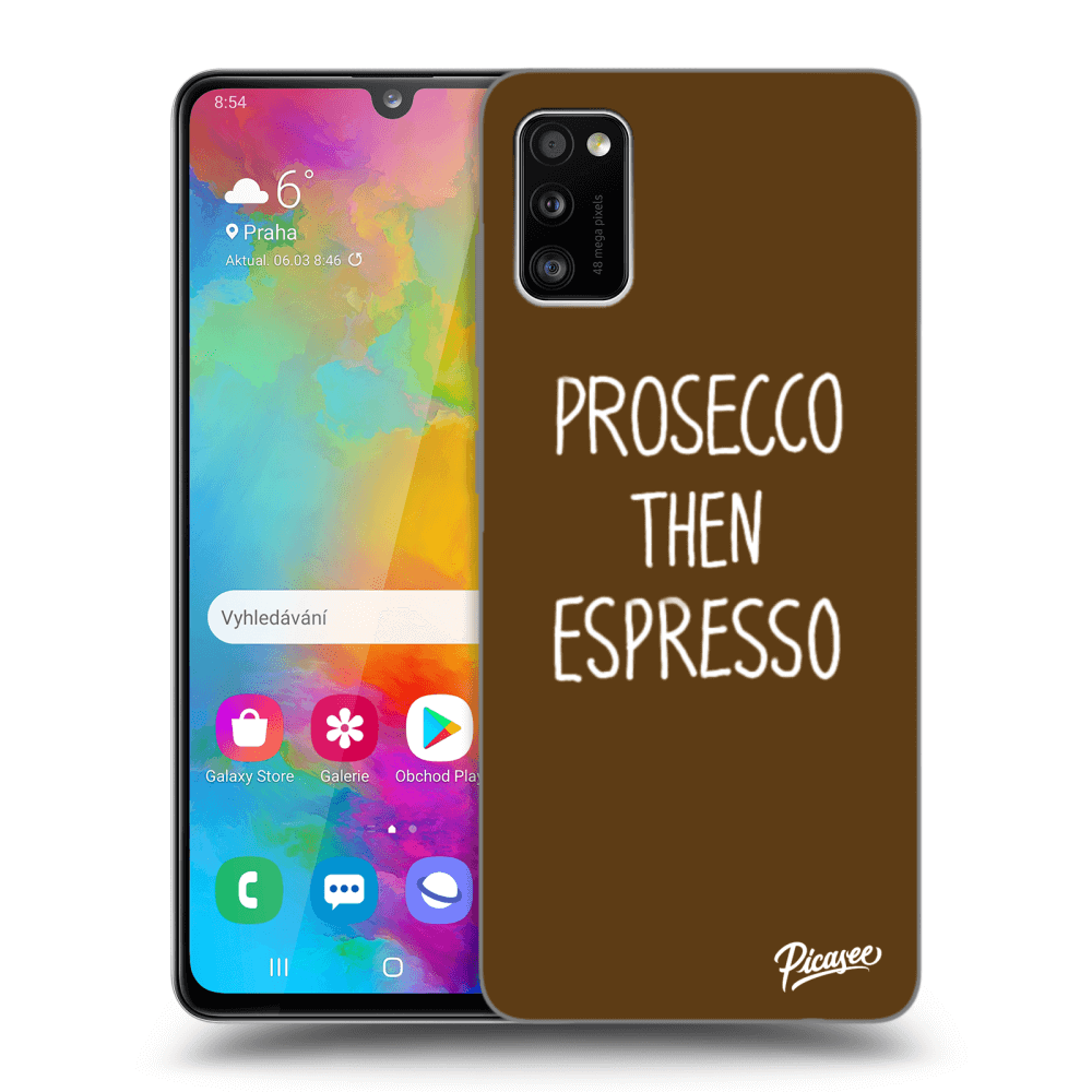 Picasee silikonový průhledný obal pro Samsung Galaxy A41 A415F - Prosecco then espresso