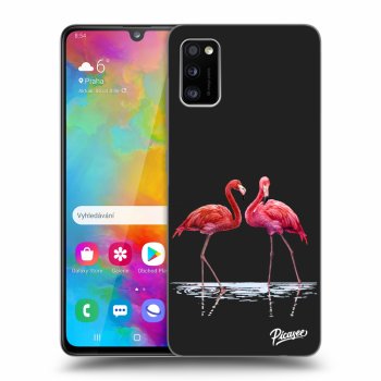 Picasee silikonový černý obal pro Samsung Galaxy A41 A415F - Flamingos couple