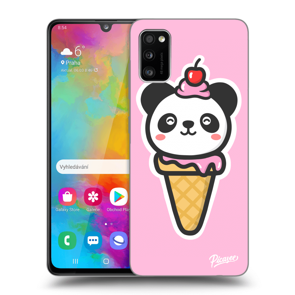 Picasee silikonový průhledný obal pro Samsung Galaxy A41 A415F - Ice Cream Panda