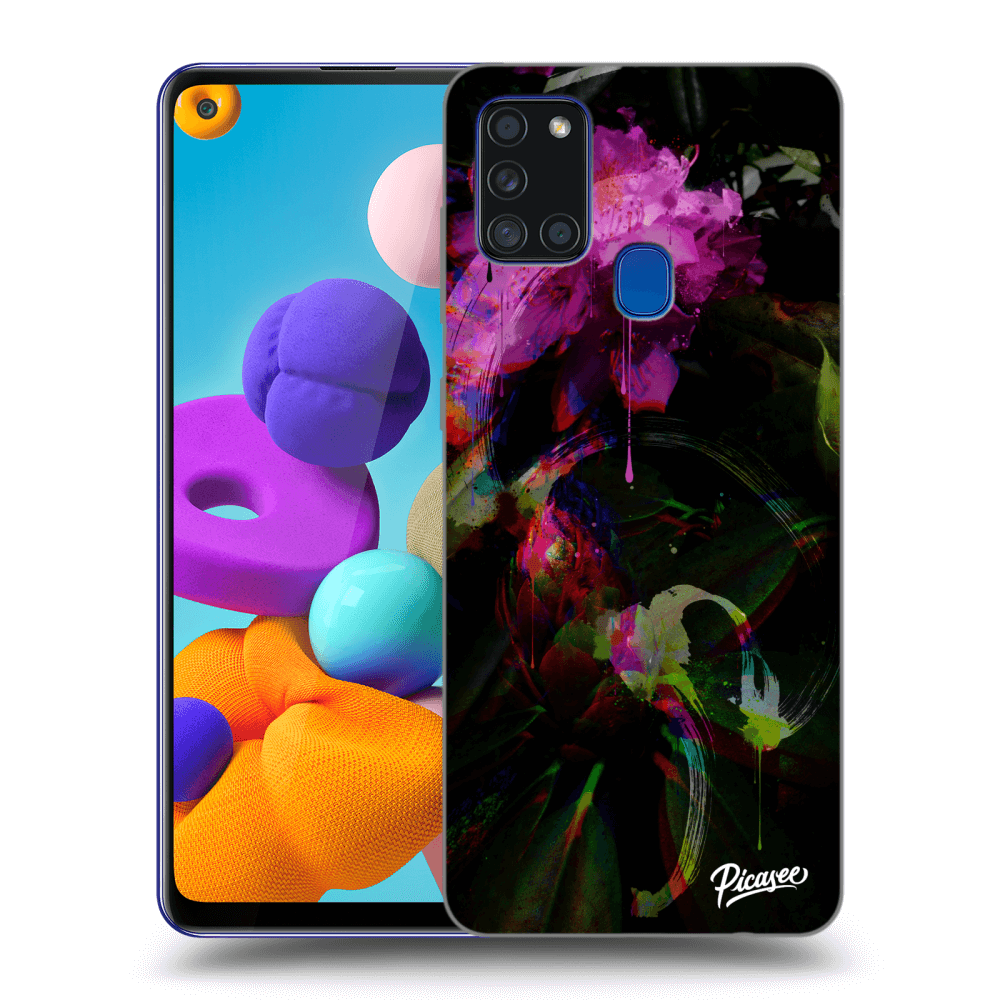 Picasee silikonový černý obal pro Samsung Galaxy A21s - Peony Color