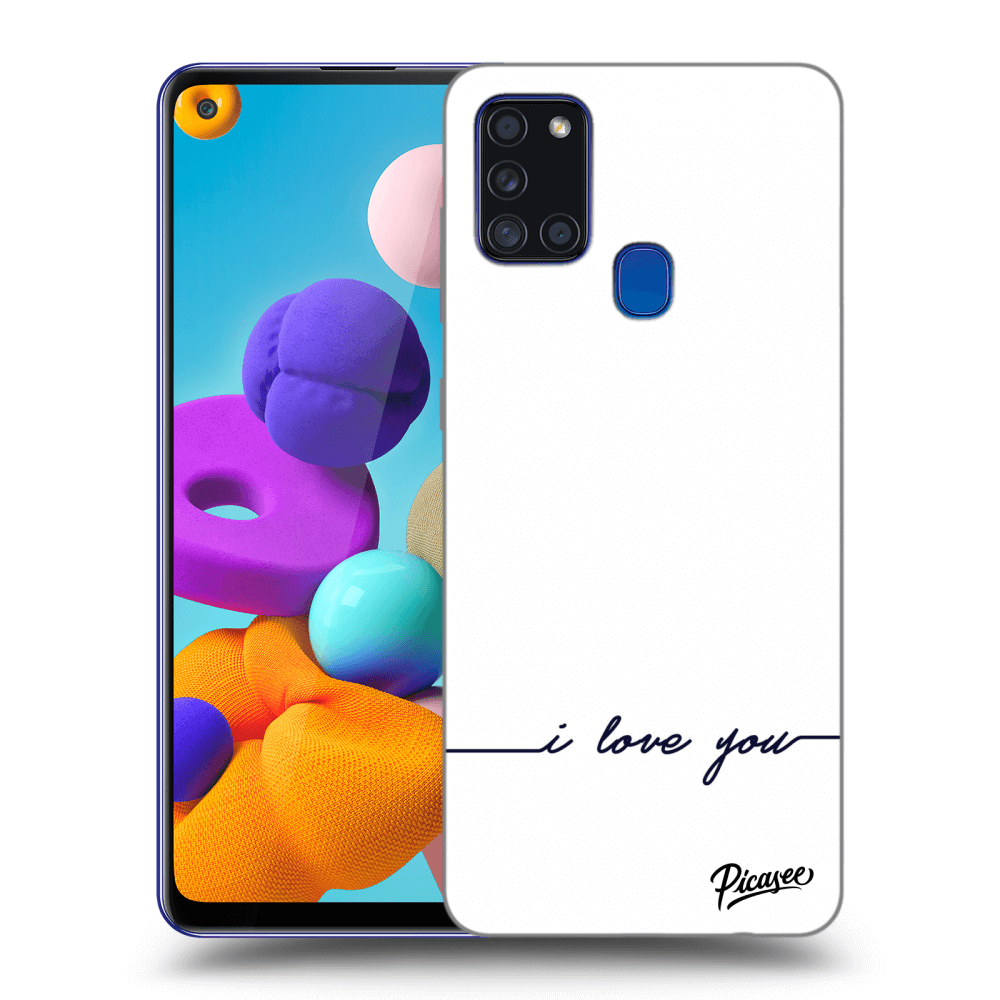 Picasee silikonový černý obal pro Samsung Galaxy A21s - I love you