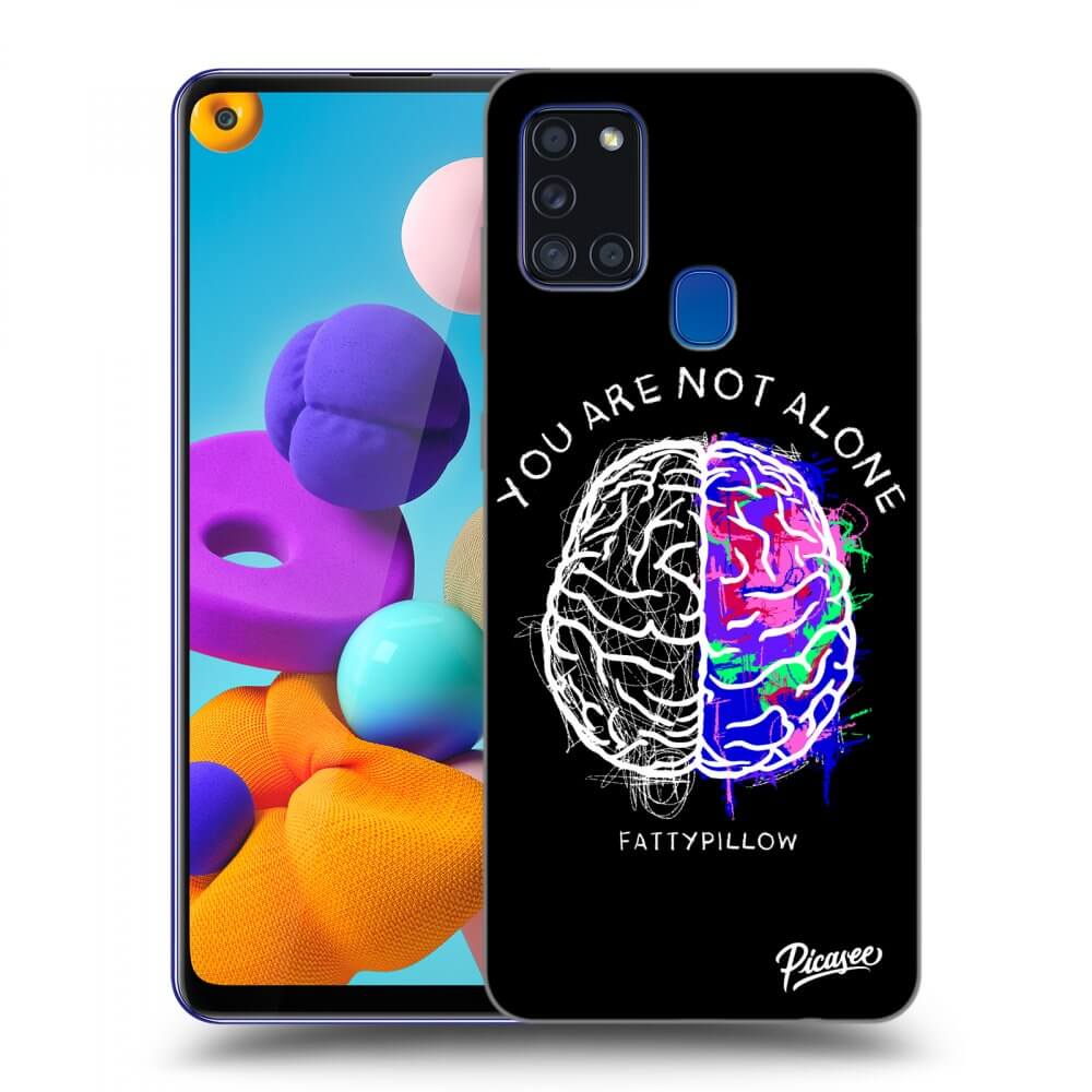Picasee silikonový černý obal pro Samsung Galaxy A21s - Brain - White