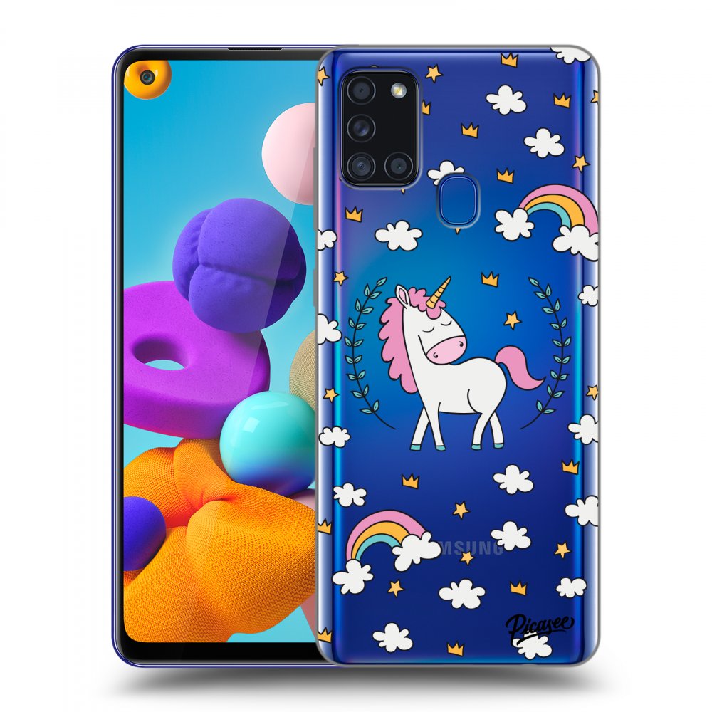 Picasee silikonový průhledný obal pro Samsung Galaxy A21s - Unicorn star heaven