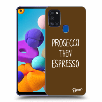 Picasee silikonový průhledný obal pro Samsung Galaxy A21s - Prosecco then espresso