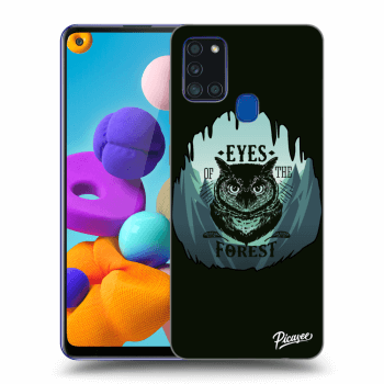 Picasee silikonový černý obal pro Samsung Galaxy A21s - Forest owl
