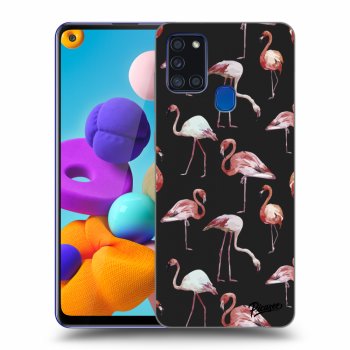Picasee silikonový černý obal pro Samsung Galaxy A21s - Flamingos