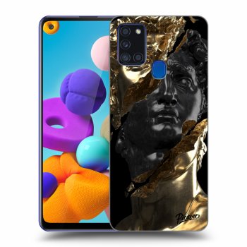 Picasee silikonový černý obal pro Samsung Galaxy A21s - Gold - Black