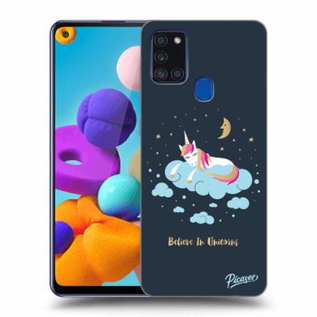 Picasee silikonový černý obal pro Samsung Galaxy A21s - Believe In Unicorns